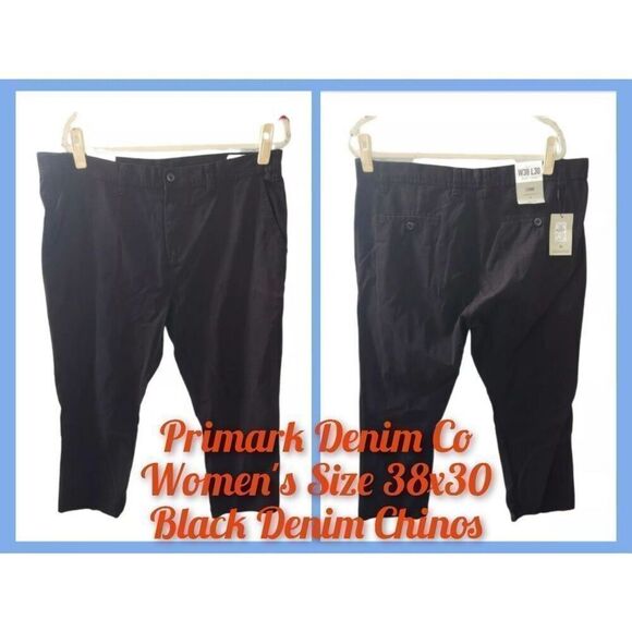 Primark Denim Co. Men's 38x30 Black Flat Front Chino Pants - Picture 1 of 6